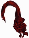 Woman trendy long curly hairs wig red colors . retro style . be