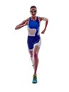 Woman triathlon ironman runner running athlete Royalty Free Stock Photo