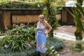 Woman on the tropical balinese landscape background, North of Bali island, Indonesia. Royalty Free Stock Photo