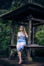 Woman on the tropical balinese landscape background, North of Bali island, Indonesia. Royalty Free Stock Photo