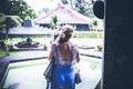 Woman on the tropical balinese landscape background, North of Bali island, Indonesia. Royalty Free Stock Photo