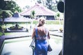 Woman on the tropical balinese landscape background, North of Bali island, Indonesia. Royalty Free Stock Photo