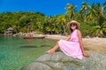 Woman at tropical beach Royalty Free Stock Photo