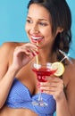 Woman with tropical cocktail Royalty Free Stock Photo