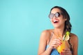 Woman with tropical cocktail Royalty Free Stock Photo