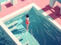 woman bikini young person pool illustration water holiday summer girl swim. Generative AI. Royalty Free Stock Photo