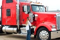 Woman Truck Driver ready to do a pre-trip inspection Royalty Free Stock Photo