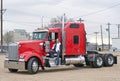 Woman truck driver on the step Royalty Free Stock Photo