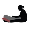 A woman trying to sleep the baby, body silhouette vector