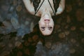 face girl lying in the water Royalty Free Stock Photo