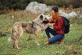 woman turkish dog outdoors travel fresh air friendship mountains