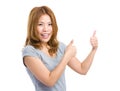 Woman with two thumb up Royalty Free Stock Photo