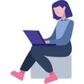 Woman typing email on laptop computer vector icon