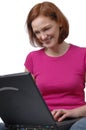 Woman typing a message on a computer Royalty Free Stock Photo