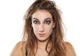 Woman with ugly makeup Royalty Free Stock Photo