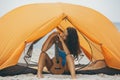 Woman with Ukulele Beach Summer Holiday Vacation Royalty Free Stock Photo