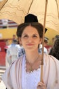 Woman with umbrella, Saintes Maries de la Mer, Camargue, France Royalty Free Stock Photo