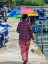 Woman with umbrella, Thailand, Asia