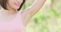 Woman with underarm hair removal