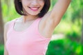 Woman with underarm hair removal Royalty Free Stock Photo