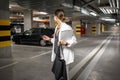 Woman in the underground car parking