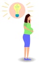 A woman understands that she is pregnant. Genious idea Royalty Free Stock Photo