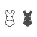 Woman underware line and glyph icon. Lady underclothes vector illustration isolated on white. T-shirt and panties