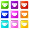 Woman underwear panties icons 9 set Royalty Free Stock Photo