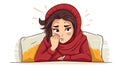 Woman character sad background expression illustration person stress young female face cartoon woman