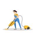 Woman in the uniform cleaning floor using vacuum cleaner Royalty Free Stock Photo