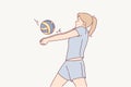 Woman in uniform play volleyball