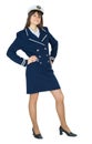 Woman in uniform of sea captain standing Royalty Free Stock Photo