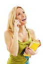 Woman university student talking on the phone Royalty Free Stock Photo