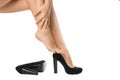 Woman unshoed her heels - Bare legs
