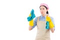 Woman upset and fed up about cleaning Royalty Free Stock Photo