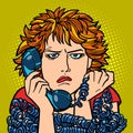 Woman upset sad. human emotion. telephone conversation