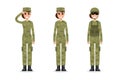 Woman US Army soldiers in camouflage.