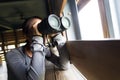 Woman use of the binoculars for birdwatching Royalty Free Stock Photo