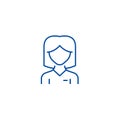 Woman user line icon concept. Woman user flat  vector symbol, sign, outline illustration. Royalty Free Stock Photo