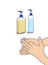 woman uses moisturizer for the skin.hand care concept