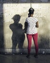 Woman uses a public pay phone in Havana, Cuba Royalty Free Stock Photo