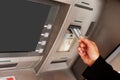 Woman using an ATM Royalty Free Stock Photo