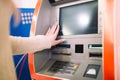 Woman using atm cash machine Royalty Free Stock Photo