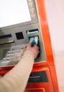 Woman using atm cash machine Royalty Free Stock Photo