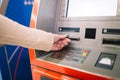 Woman using atm cash machine Royalty Free Stock Photo