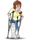 Woman using crutch Royalty Free Stock Photo