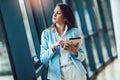 Woman using digital tablet in the office Royalty Free Stock Photo