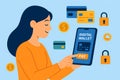 Woman Using Digital Wallet App for Mobile Payment â AI generated Royalty Free Stock Photo