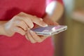 Woman Using Her Mobile Smart Phone at Home