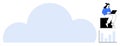 Woman Using Laptop Above Cloud with Bar Graph Representation of Data Analytics Royalty Free Stock Photo